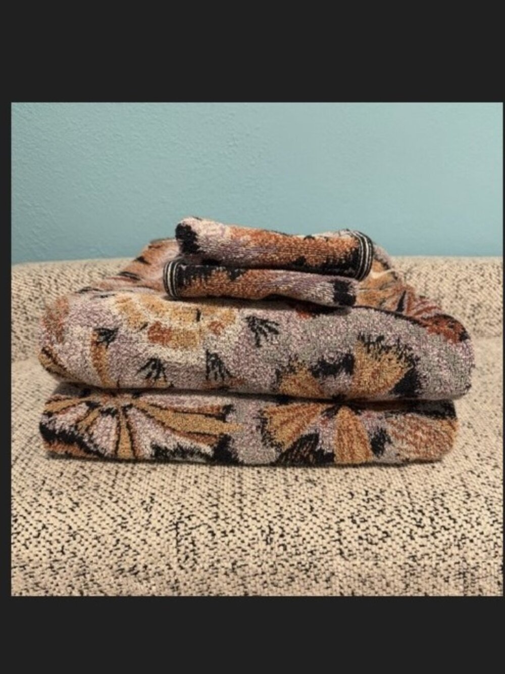 Missoni Floral Bath Towel Set 4pc (2 Bath + 2 Hand) Neutral Boho Luxe